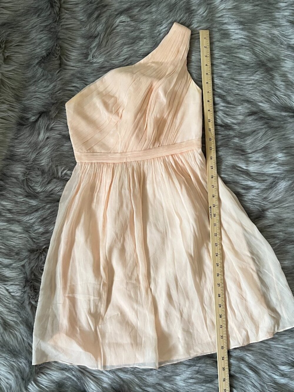 J.CREW One-Shoulder Kylie Silk Chiffon Dress, Peach, Size 2
